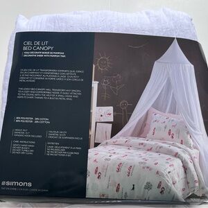 Simons White Bed Canopy with Pom-Pom Trim